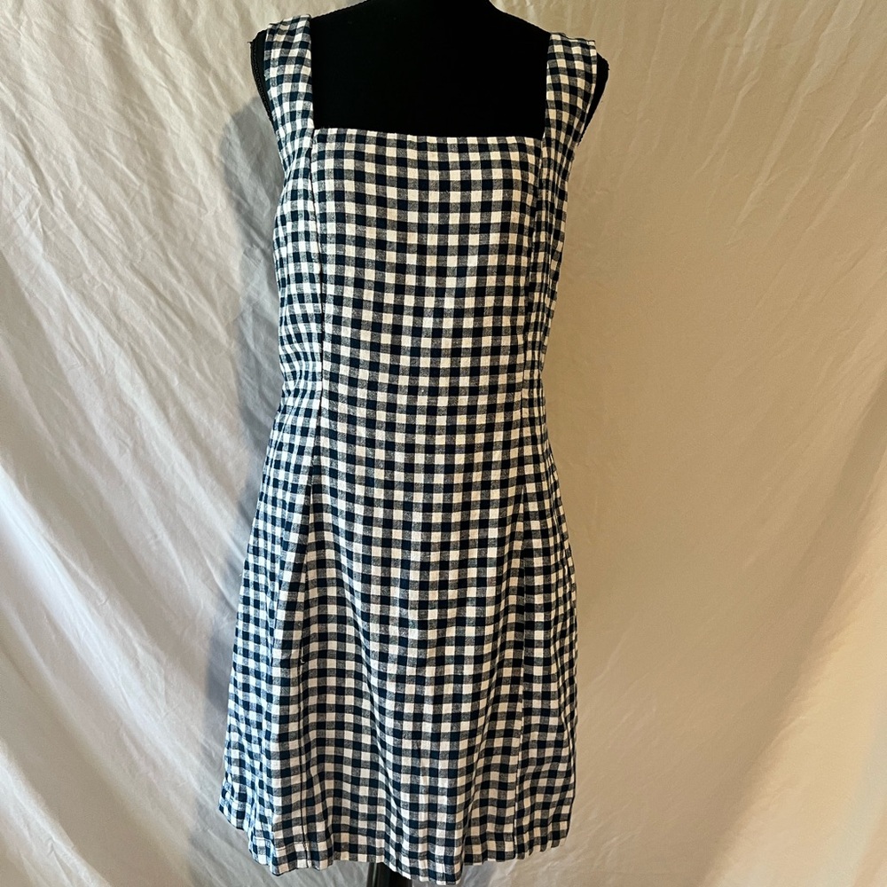 Navy and White Gingham Mini Dress